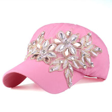 Load image into Gallery viewer, Cap with Rhinestone women casual snapback hat for flower new fashion solid summer