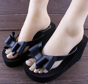 New Summer Women Platform High Heel Flip Flops Beach Sandals Bowknot Slippers Women