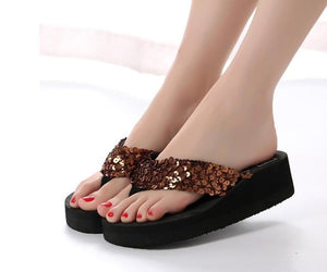 New Summer Women Platform High Heel Flip Flops Beach Sandals Bowknot Slippers Women