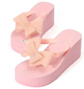 New Summer Women Platform High Heel Flip Flops Beach Sandals Bowknot Slippers Women