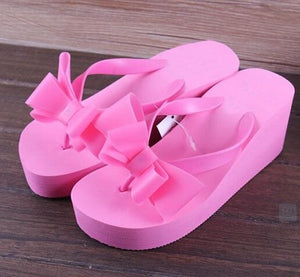 New Summer Women Platform High Heel Flip Flops Beach Sandals Bowknot Slippers Women