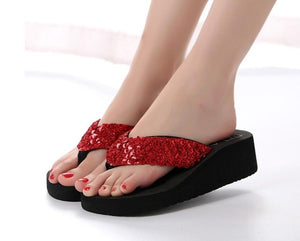 New Summer Women Platform High Heel Flip Flops Beach Sandals Bowknot Slippers Women