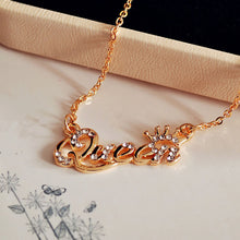 Load image into Gallery viewer, Jewelry Gold-Color Queen Letter Crystal Choker Necklace Personaliy Pendant Necklace for Women