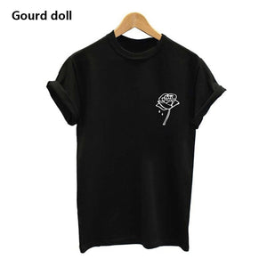 New T-Shirt Women's Rose Sakura Print Casual Harajuku Sale red o neck women tops