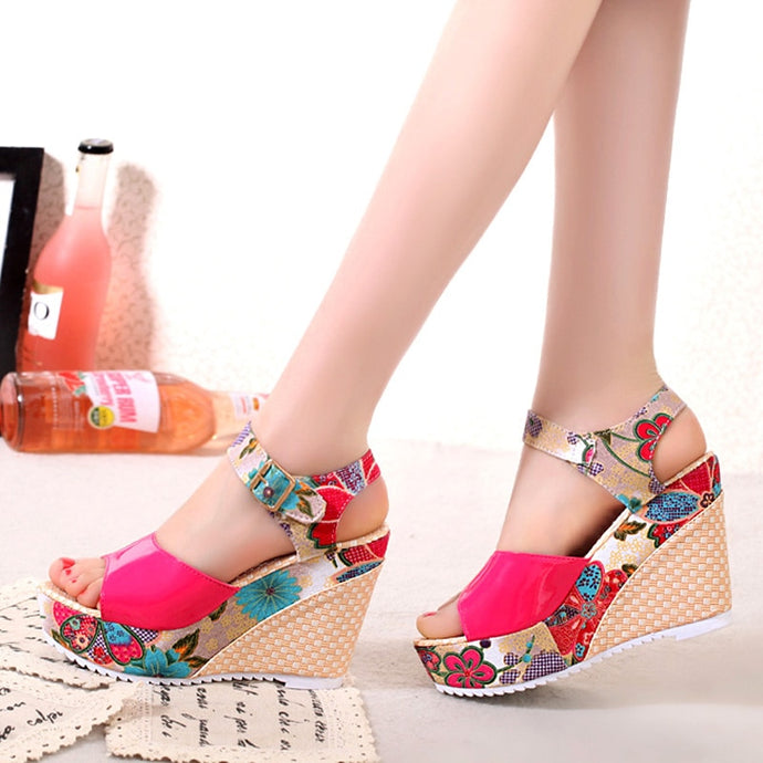 Women Sandals Summer Shoes Woman Floral Super High Heels Open Toe Slides Slippers Sandalias