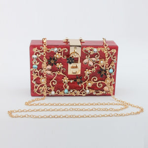 Women  Clutch Bag Flower  Evening Handbags Party Chain Shoulder Crossbjoday Bag