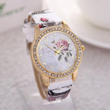 Load image into Gallery viewer, Watch Rose Flower Pattern Dial Womens Wrist Watches  Ladies