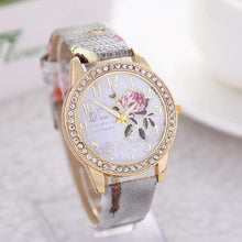 Load image into Gallery viewer, Watch Rose Flower Pattern Dial Womens Wrist Watches  Ladies