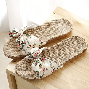 Beach Slippers Breathable Linen Flip Flops Female Casual Flax Slippers Sandals