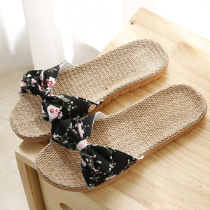 Beach Slippers Breathable Linen Flip Flops Female Casual Flax Slippers Sandals