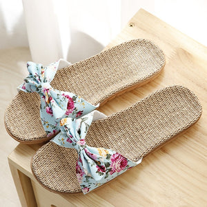 Beach Slippers Breathable Linen Flip Flops Female Casual Flax Slippers Sandals