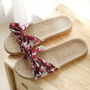 Beach Slippers Breathable Linen Flip Flops Female Casual Flax Slippers Sandals