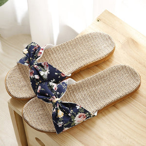 Beach Slippers Breathable Linen Flip Flops Female Casual Flax Slippers Sandals