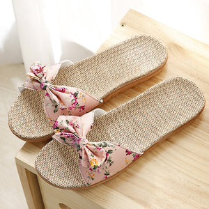 Beach Slippers Breathable Linen Flip Flops Female Casual Flax Slippers Sandals