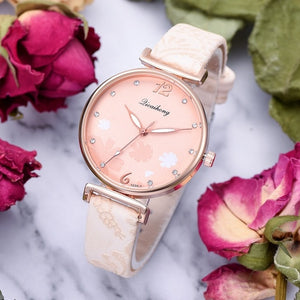 Fashion Flowers  Watches For Women Simple  Style Bracelet Dress Ladies Wrist Watch