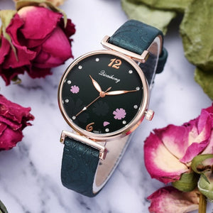 Fashion Flowers  Watches For Women Simple  Style Bracelet Dress Ladies Wrist Watch