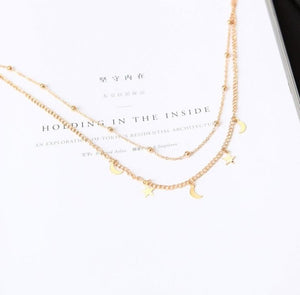 Necklaces  Summer Gift Simple Gold Silver Sexy Chain Star Moon Necklace Set