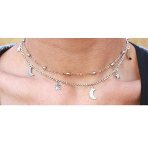 Necklaces  Summer Gift Simple Gold Silver Sexy Chain Star Moon Necklace Set