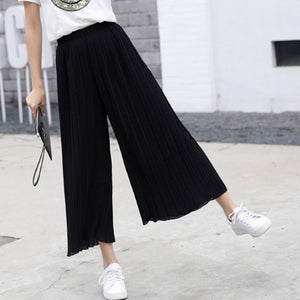 Women High Waist Ruffled Hem Thin Pleated Trumpet Casual Trousers IK866