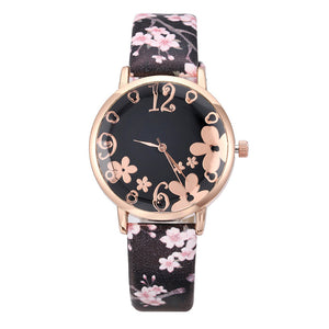 Fashion women's Watches Embossed flower Watch Small Fresh Printed