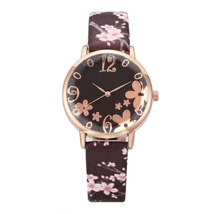 Fashion women's Watches Embossed flower Watch Small Fresh Printed