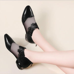 new Women Black Lace Ankle Flower High Heel Stiletto Pumps Ladies Shoes