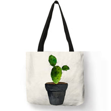 Load image into Gallery viewer, Women Totes Flowered Potted Cactus Prints Shoulder Bag Ekco Linen Practical Casual for Girls